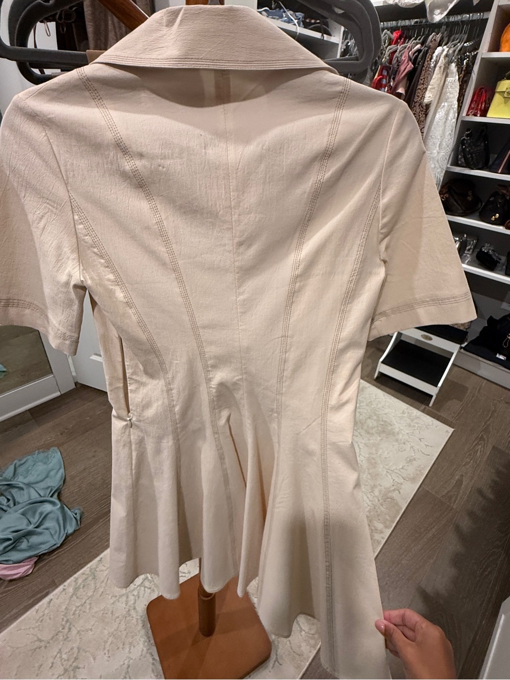 Zara Cream Short-Sleeve Mini Dress